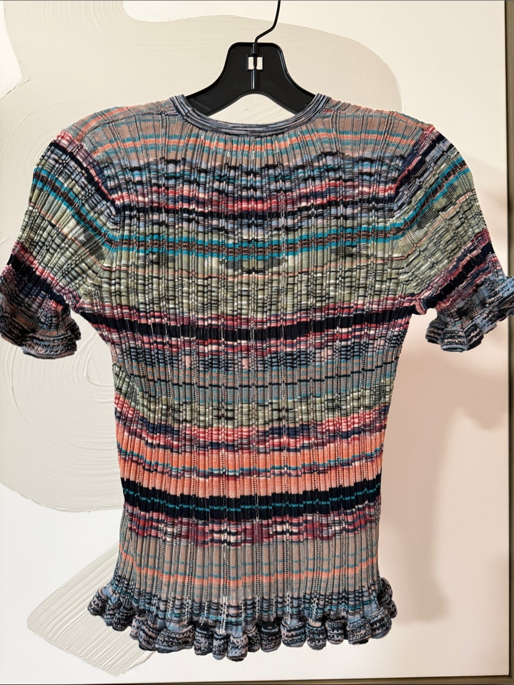 Ulla Johnson Striped Ribbed Short Sleeve Top Size S - Picture 3 of 5